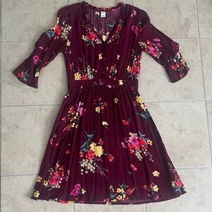 Old Navy Burgundy Floral Dress